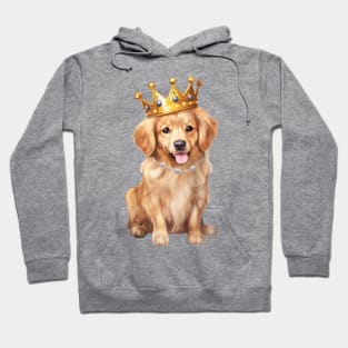 Watercolor Golden Retriever Dog Wearing a Crown Hoodie